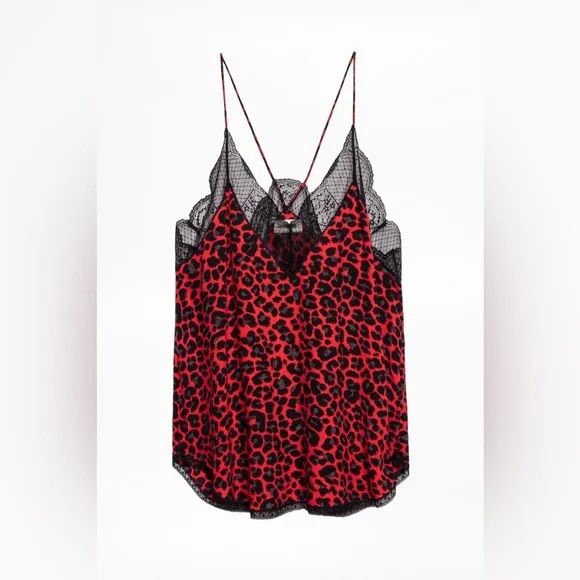 New! Zadig & Voltaire Christy SILK Top in the Red Leopard Print  ❤️ Small - Picture 10 of 16